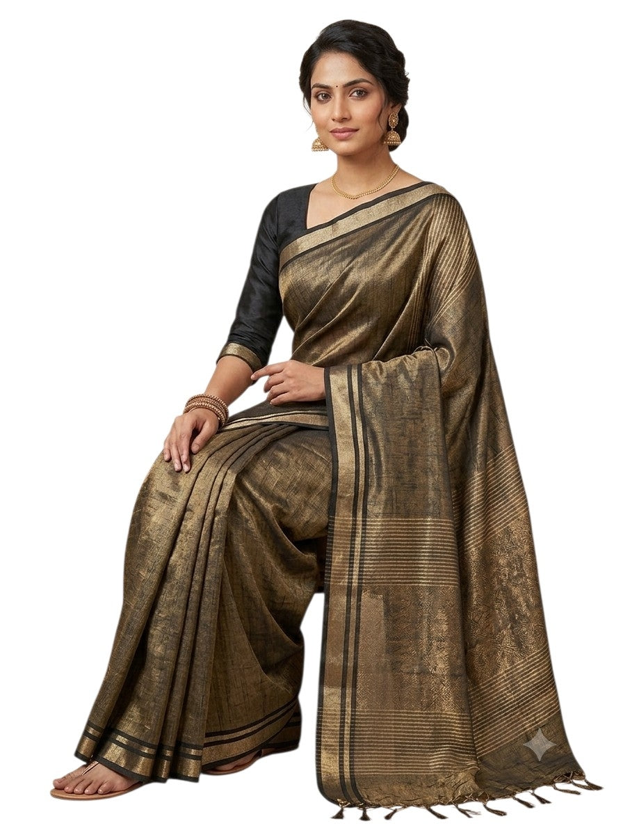 Pure Tissue Linen Silk Saree | Linen Silk | Pure Silk Saree |  Exquisite Linen Silk Saree