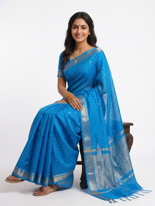 Tussar Eri MangalGiri Check Pure Silk Saree | Bana - Eri | Weave - Tussar | Silk Saree