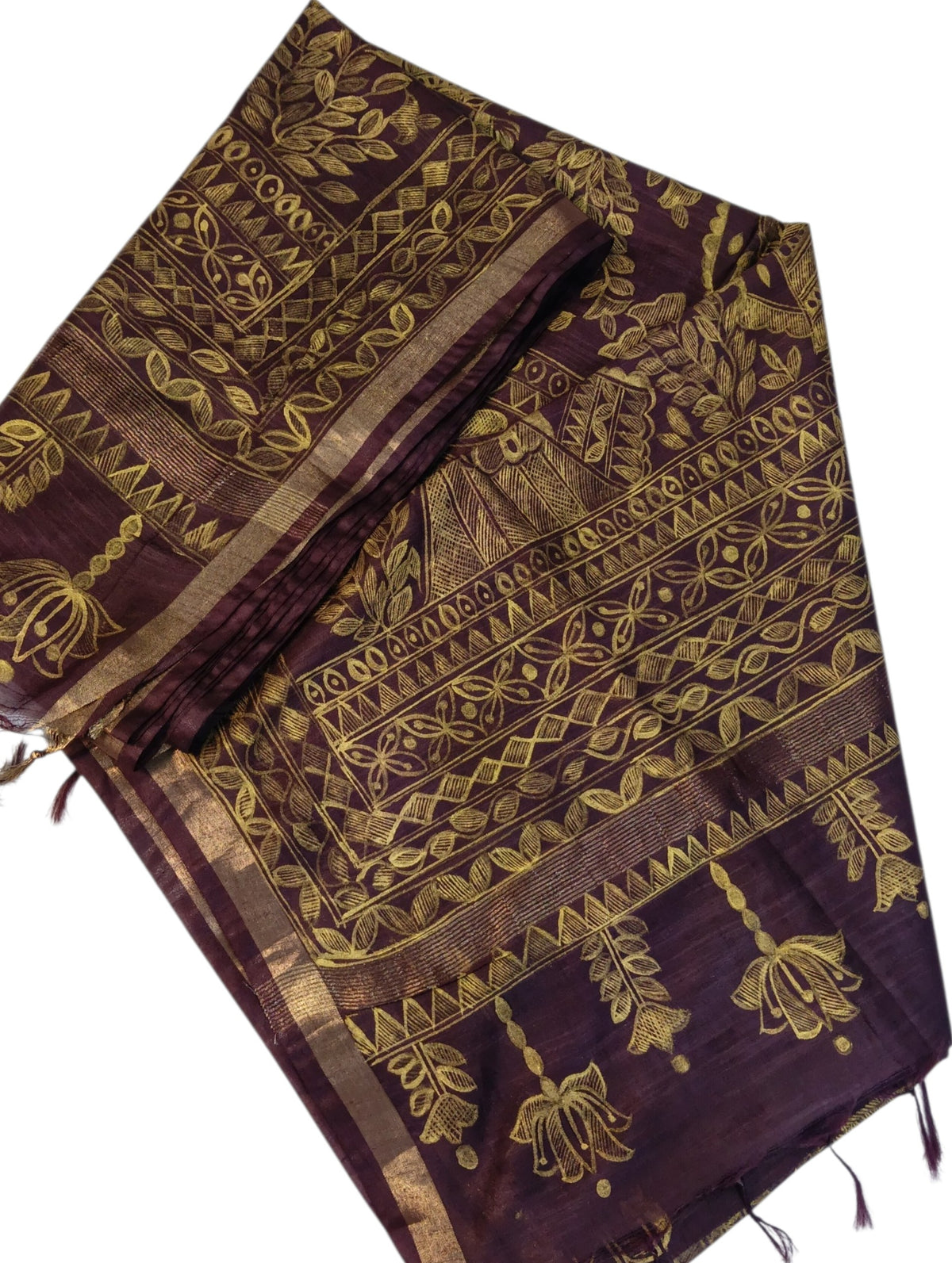 Tushar Silk Madhubani ORIGINAL Hand Painted Saree | Tushar Silk | Pure Silk Saree | Madhubani Hand Painted