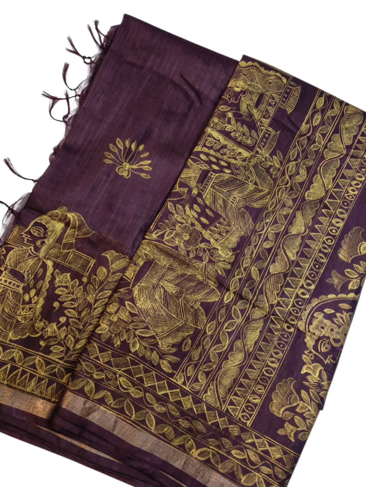 Tushar Silk Madhubani ORIGINAL Hand Painted Saree | Tushar Silk | Pure Silk Saree | Madhubani Hand Painted
