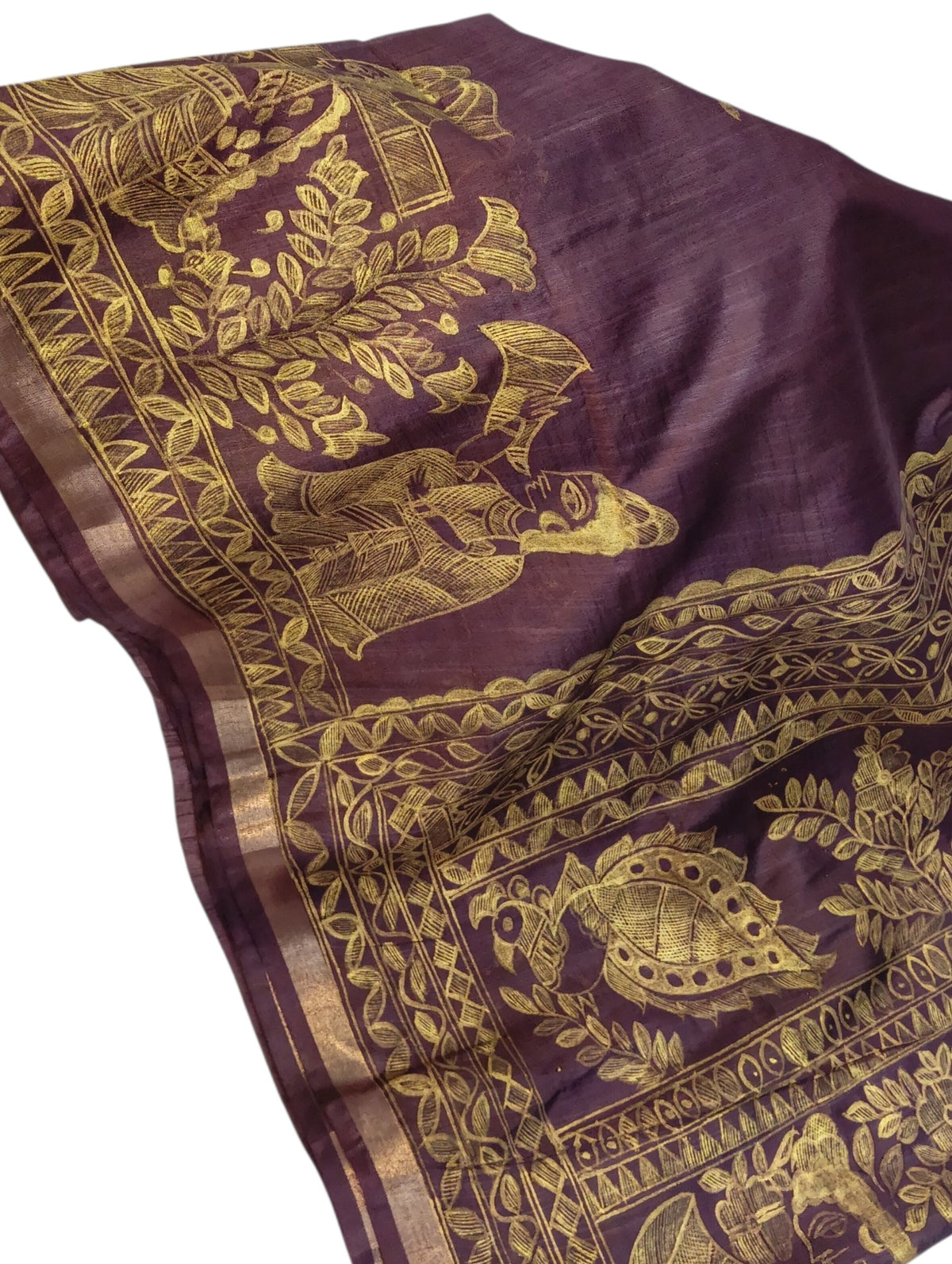 Tushar Silk Madhubani ORIGINAL Hand Painted Saree | Tushar Silk | Pure Silk Saree | Madhubani Hand Painted